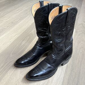 Lucchese Boots Men 11.5A Narrow Black Western Cowboy Leather Handmade Classics